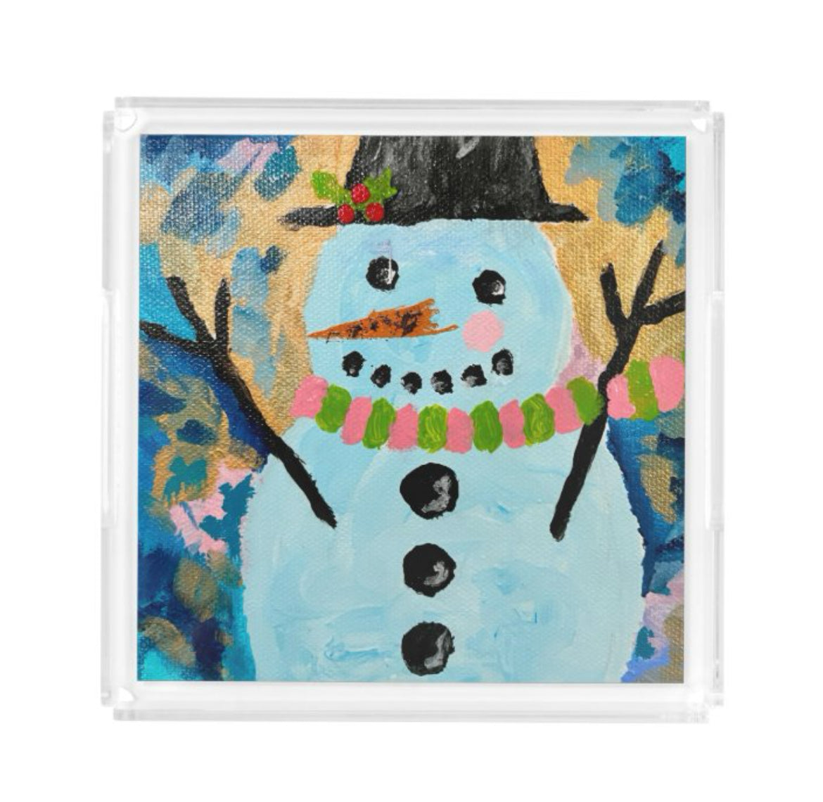 Gifts and Home Decor - Snowman Acrylic Small Tray (Square)