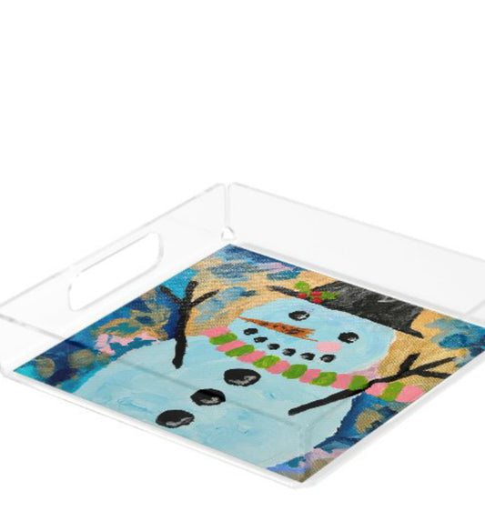 Gifts and Home Decor - Snowman Acrylic Small Tray (Square)